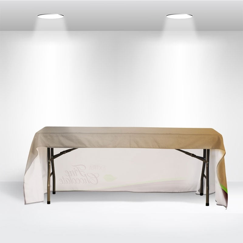 Loose Throw Table Cover Open Back — back view showing open-back access to under-table storage
