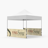 Custom-branded Canopy Half Wall — 40mm Frame — 10x10 — half wall skirt view