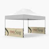 Custom-branded Canopy Half Wall — 40mm Frame — 10x15 — skirt view