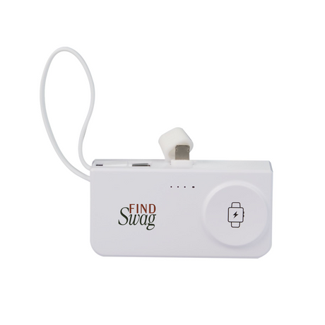 Custom branded Hue Plus 5000 mAh Power Bank with Watch Charger for promotional events