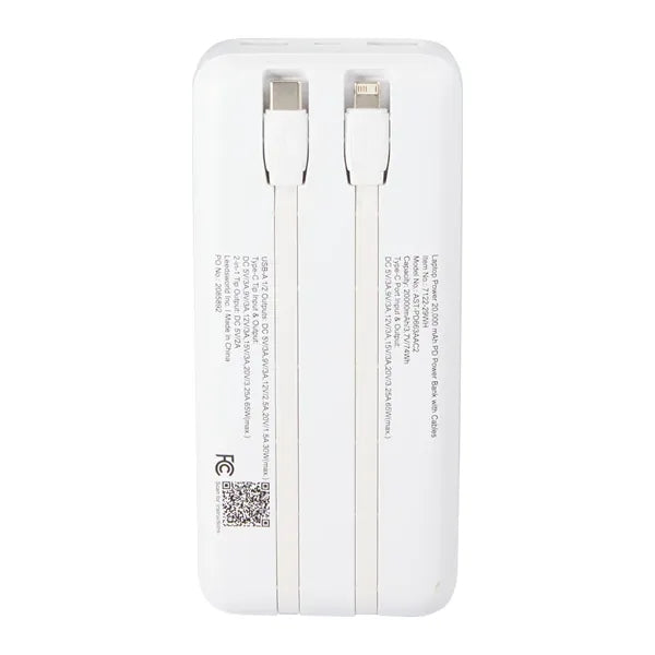 Laptop Power 20,000 mAh PD Power Bank with Cables