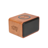 Custom branded Wood Bluetooth Speaker with Wireless Charging Pad for promotional events