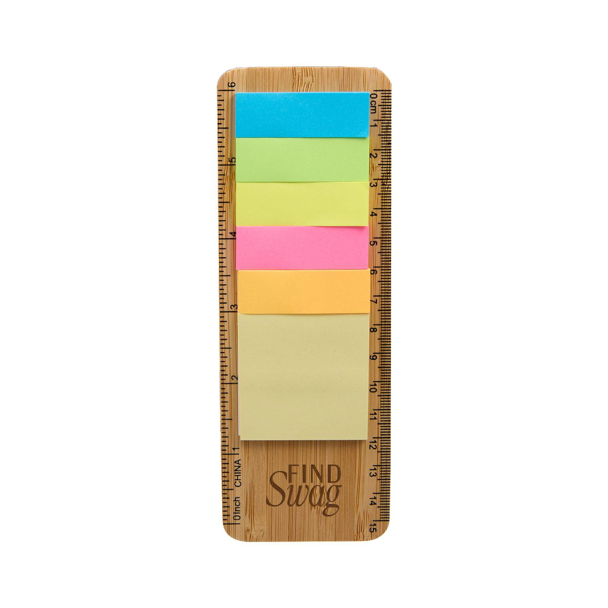 FSC® 100% Bamboo Ruler with Sticky Notes