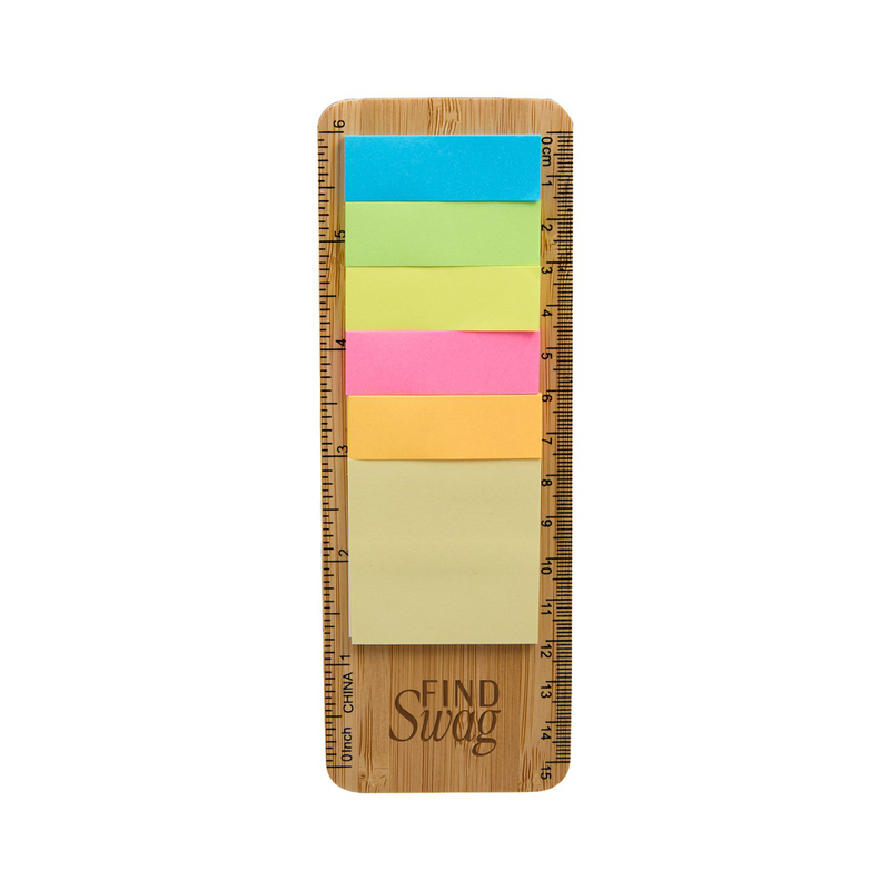 FSC 100% Bamboo Ruler with Sticky Notes