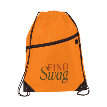 Robin Drawstring Polyester Bag with Front Zipper Pocket