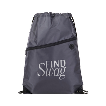 Robin Drawstring Polyester Bag with Front Zipper Pocket