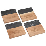 Black Black Marble and Wood Coaster Set