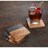 Black Black Marble and Wood Coaster Set