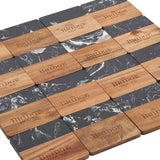 Black Black Marble and Wood Coaster Set