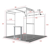 10ft Tension Fabric Display - Kit 2 — frame dimensions diagram (8ft H × 10ft W × 10ft D)