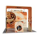10ft Tension Fabric Display - Kit 2 — full kit hero with arch, backwall and SEG light box counter