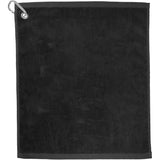 Front View of Black 1.3 lb./doz. 18x15in Terry Golf Towel plain