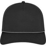 Front View of Black Cap America Summit Perforated Cap with Rope plain