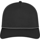 Front View of Black Cap America Summit Perforated Cap with Rope plain