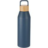 Front View of Blue Aspen 24 oz Recycled Bottle w/ FSC® 100% Bamboo Li plain