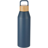 Front View of Blue Aspen 24 oz Recycled Bottle w/ FSC® 100% Bamboo Li plain