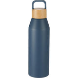 Front View of Blue Aspen 24 oz Recycled Bottle w/ FSC® 100% Bamboo Li plain
