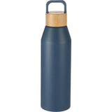 Front View of Blue Aspen 24 oz Recycled Bottle w/ FSC® 100% Bamboo Li plain
