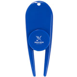Front View of Blue Divot Tool with Ball Marker