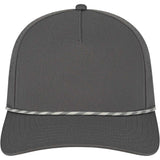 Front View of Grey Cap America Summit Perforated Cap with Rope plain