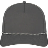 Front View of Grey Cap America Summit Perforated Cap with Rope plain