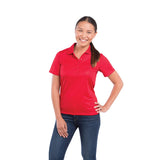 Front View of Red Women's DADE Short Sleeve Polo plain