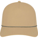 Front View of Tan Cap America Summit Perforated Cap with Rope plain