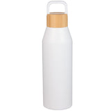 Front View of White Aspen 24 oz Recycled Bottle w/ FSC® 100% Bamboo Li plain