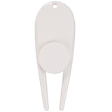 Front View of White Divot Tool with Ball Marker plain