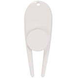Front View of White Divot Tool with Ball Marker plain