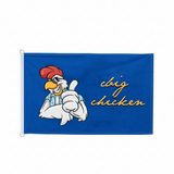 Branded pole flag flying outdoors