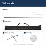 X-Base Kit contents: pole, carry bag, X-base and water bag
