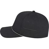 Left View of Black Cap America Summit Perforated Cap with Rope plain