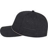 Left View of Black Cap America Summit Perforated Cap with Rope plain