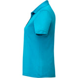 Left View of Blue Women's DADE Short Sleeve Polo plain