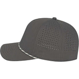 Left View of Grey Cap America Summit Perforated Cap with Rope plain