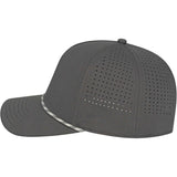 Left View of Grey Cap America Summit Perforated Cap with Rope plain