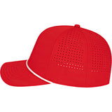 Left View of Red Cap America Summit Perforated Cap with Rope plain