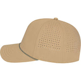 Left View of Tan Cap America Summit Perforated Cap with Rope plain