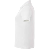 Left View of White Women's DADE Short Sleeve Polo plain