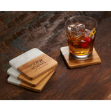 Natural Marble and Bamboo Coaster Set