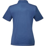 Rear View of Blue Women's DADE Short Sleeve Polo plain