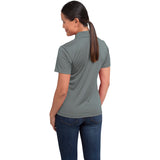Rear View of Grey Women's DADE Short Sleeve Polo plain