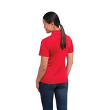 Rear View of Red Women's DADE Short Sleeve Polo plain